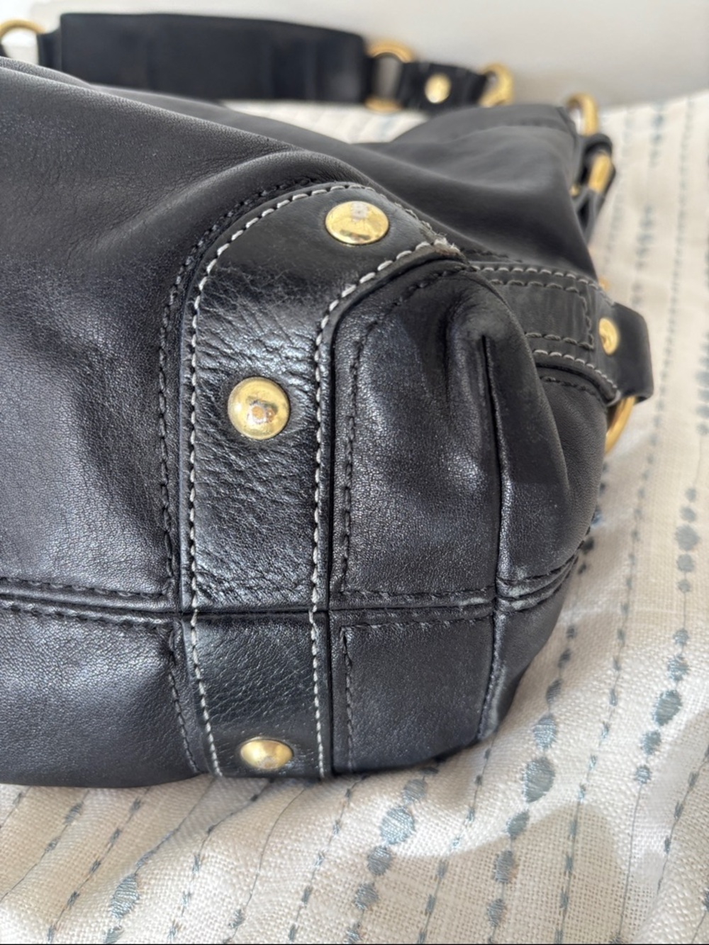 Coach Carly Hobo Black Leather Shoulder Bag Purse 10615 - Picture 4 of 11